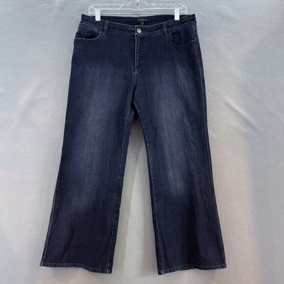 Lafayette 148 NYC Woman’s Mercer Bootcut Cropped Jeans Sz 12 Dark Wash Stretch - Picture 1 of 12
